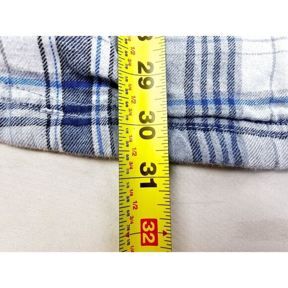 Columbia 2XL Men's White Gray Blue Check Flannel Pocket Logo Cotton Shirt Jacket - Picture 10 of 12